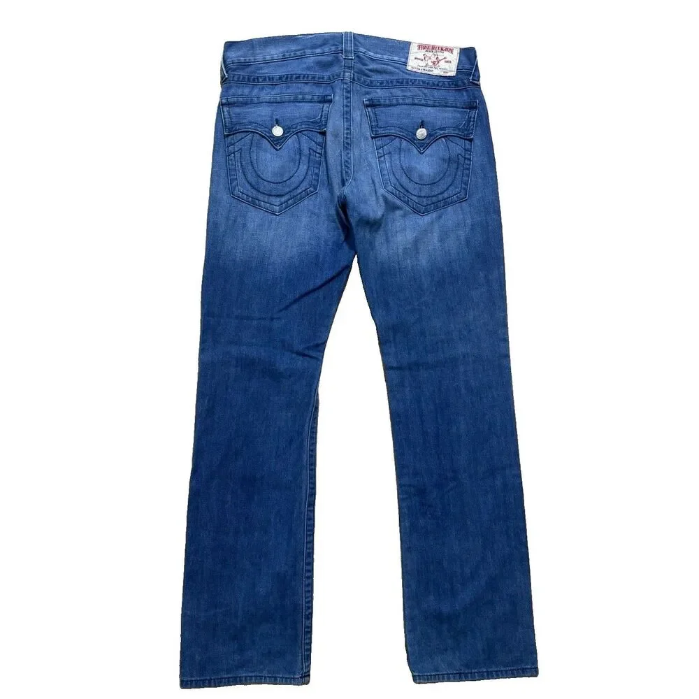 True Religion Straight Leg With Flap Jeans Mens 34x34 Lot Of 2 Denim USA Hip Hop